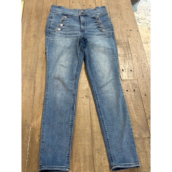 Express Sailor Button Stretch Jeggings Super Hi Rise Womens 4 Wear with Boots - Picture 2 of 5